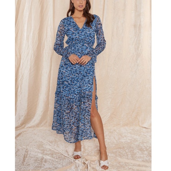 Raga Neela Long Sleeve Maxi Dress In Light Multi Blue- New With Tag- Reemoly - Picture 1 of 14